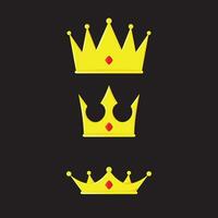 uppsättning av gyllene krona. lyx kunglig kung element ikon, tecken och symbol. vektor
