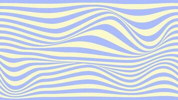 häftig hippie 70s bakgrund, blå och vit randig Vinka textur i trendig retro psychedelic stil. vektor illustration