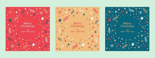 Neu Jahr Weihnachten einstellen von Gruß Karten, Poster, Urlaub Abdeckungen. glücklich Weihnachten und glücklich Neu Jahr. vektor