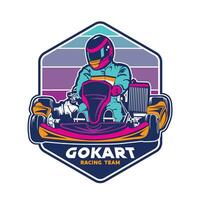 gå kart tävlings vektor illustration i färgrik design, Bra för händelse logotyp, t skjorta design och tävlings team logotyp