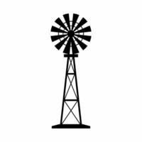 Windmühle Silhouette Vektor. ländlich Gebäude Silhouette können Sein benutzt wie Symbol, Symbol oder unterzeichnen. Windmühle Symbol Vektor zum Design von Bauernhof, Dorf oder Landschaft