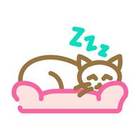 slumrande katt sömn natt Färg ikon vektor illustration