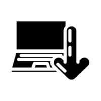 Laptop wird heruntergeladen Daten Computer Glyphe Symbol Vektor Illustration