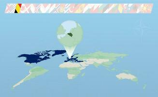 Belgien Mitglied von Norden atlantisch Allianz ausgewählt auf Perspektive Welt Karte. Flaggen von 30 Mitglieder von Allianz. vektor