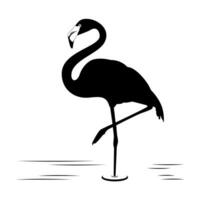 schwarz Silhouette von Flamingo auf Weiß Hintergrund vektor