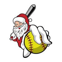 Karikatur von Santa claus spielen Baseball vektor