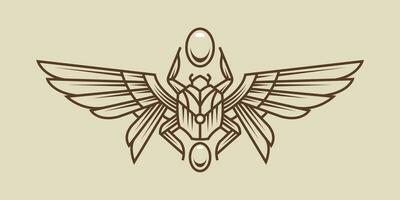 egypten helig scarab vägg konst design. skalbagge med vingar vektor illustration logotyp, personifierande de Gud khepri. symbol av de gammal egyptier