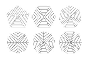 radar, Spindel diagram mall. Spindel maska. polygon grafer. diagram för statistisk och analytisk. tom radar diagram. enkel coaching verktyg. rutnät med segment. vektor platt illustration.