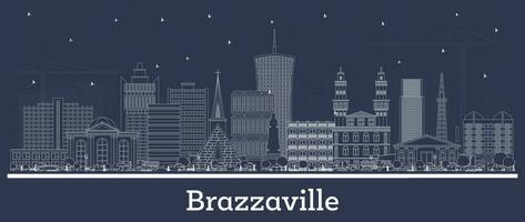 Gliederung Brazzaville Republik von Kongo Stadt Horizont mit Weiß Gebäude. Geschäft Reise und Tourismus Konzept mit historisch die Architektur. Brazzaville Stadtbild mit Sehenswürdigkeiten. vektor