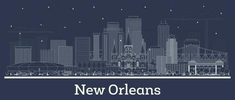 Gliederung Neu Orleans Louisiana Stadt Horizont mit Weiß Gebäude. Geschäft Reise und Tourismus Konzept mit historisch die Architektur. Neu Orleans Stadtbild mit Sehenswürdigkeiten. vektor