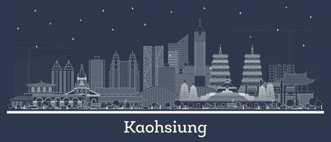 Gliederung kaohsiung Taiwan Stadt Horizont mit Weiß Gebäude. Geschäft Reise und Tourismus Konzept mit historisch die Architektur. kaohsiung Stadtbild mit Sehenswürdigkeiten. vektor