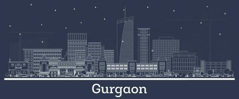 översikt gurgaon Indien stad horisont med vit byggnader. företag resa och turism begrepp med historisk arkitektur. gurgaon stadsbild med landmärken. vektor