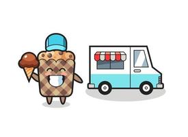 maskot tecknad av muffins med glassbil vektor