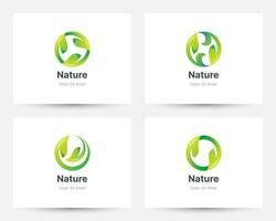 uppsättning av kreativ natur blad logotyp lutning vektor