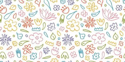 sömlös mönster hand dragen i Färg borsta linjär blommor. abstrakt modern bakgrund med växter vektor