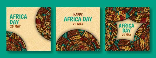 Lycklig afrika dag social media posta platt tecknad serie hand dragen mallar bakgrund illustration vektor