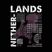 Niederlande amsterdam, Grafik Typografie Vektor, zum t Hemd drucken, beiläufig Stil vektor