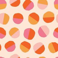 lekfull geometrisk sömlös mönster med färgrik runda former. söt vektor textur med halv färgad bollar. kreativ modern bakgrund