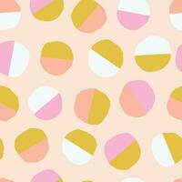 spielerisch geometrisch nahtlos Muster mit bunt runden Formen. süß Vektor Textur mit Hälfte farbig Bälle. kreativ modern Hintergrund