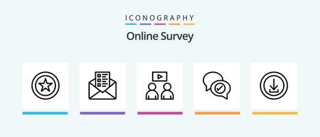 uppkopplad undersökning linje 5 ikon packa Inklusive qa. utbildning. företag. svarar. dvd. kreativ ikoner design vektor