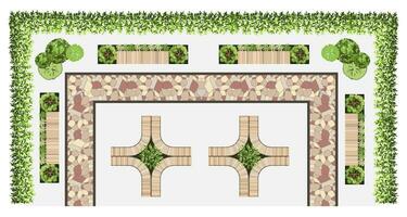 Gefolge zum architektonisch Fußboden Pläne. oben Aussicht Elemente zum das Landschaft Design planen. Vektor Illustration.