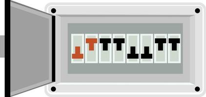 Sicherung Tafel Box Symbol. elektrisch Leistung Schalter Panel unterzeichnen. Elektrizität Ausrüstung Symbol. Leistung Steuerung Logo. eben Stil. vektor