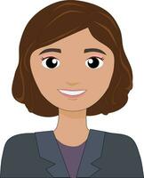 en företag kort lockigt hår kvinna med glasögon bär en kostym. avatar vektor illustration.