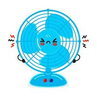 süß wütend Luft Ventilator Charakter. Vektor Hand gezeichnet Karikatur kawaii Charakter Illustration Symbol. isoliert auf Weiß Hintergrund. traurig Luft Ventilator Charakter Konzept