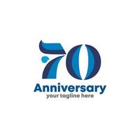 Nummer 70 Logo Symbol Design, 70 .. Geburtstag Logo Nummer, 70 .. Jubiläum. vektor