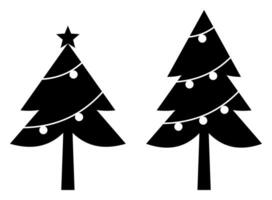 Silhouette Stil Weihnachten Baum Symbol. Vektor isoliert auf Weiß Hintergrund.