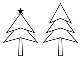 Weihnachten Baum Illustration, einfach Linie Vektor isoliert auf Weiß Hintergrund.