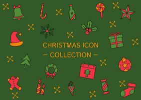 jul ikoner samling, vektor isolerat på grön bakgrund.