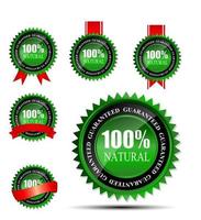 100 natürliches grünes Etikett isoliert auf white.vector illustration