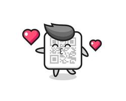 QR-Code-Charakter-Cartoon mit küssender Geste vektor