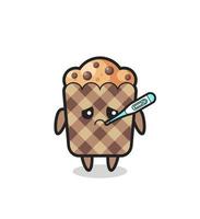 Muffin-Maskottchen-Charakter mit Fieberzustand vektor