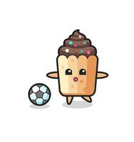 Illustration des Cupcake-Cartoon spielt Fußball vektor