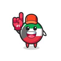 Kuwait-Flagge Abzeichen Illustration Cartoon mit Nummer 1 Fans Handschuh vektor