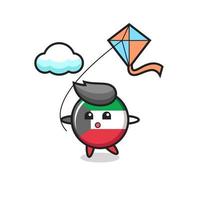 Kuwait-Flagge-Abzeichen-Maskottchen-Abbildung spielt Drachen vektor
