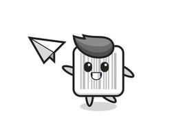 Strichcode-Cartoon-Figur, die Papierflieger wirft vektor