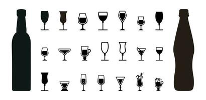 Wein Flasche Alkohol mit Wein Glas Symbol Vektor Illustration.