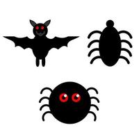 Halloween-Kreaturen-Vektor. Fledermaus, Spinne, Insektenvektor. vektor