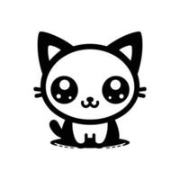 söt katt vektor illustration linje konst teckning svart och vit kattunge perfekt för logotyp