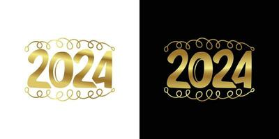 Lycklig ny år 2024 med calligraphic och text effekt. vektor illustration bakgrund för ny år . baner eller hälsning kort för glad jul och Lycklig ny år. vektor illustration .