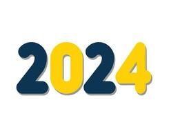 2024 Neu Jahr abstrakt Blau und Gelb Grafik Design Urlaub Vektor Logo Symbol Illustration