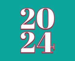 2024 Neu Jahr abstrakt Rosa und Weiß Grafik Design Urlaub Vektor Logo Symbol Illustration mit cyan Hintergrund