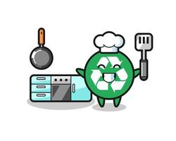 Recycling-Charakterillustration, während ein Koch kocht vektor