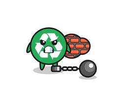 Charaktermaskottchen des Recyclings als Gefangener vektor