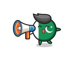 pakistan flagga karaktär illustration innehar en megafon vektor