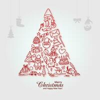 Weihnachten einstellen von Symbole Baum Urlaub Feier Karte Design vektor