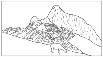 machu Picchu lineart zeichnen vektor